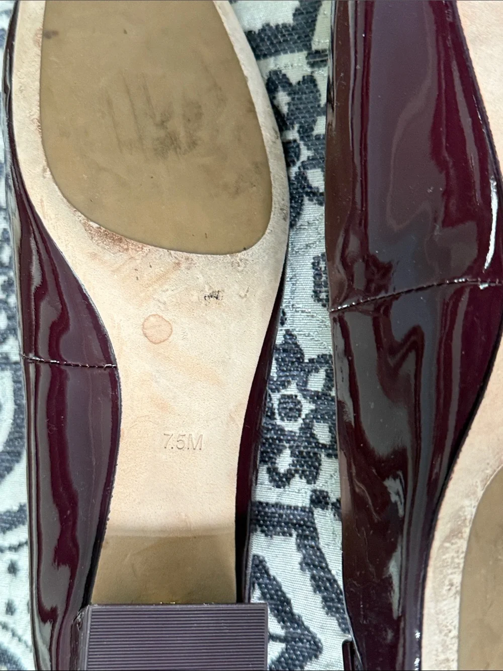 Tory Burch Patent Leather Ballet Flats in Deep Burgundy with Gold Emblem